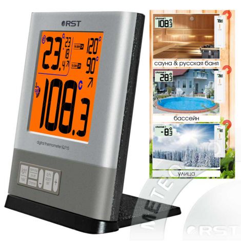 Термометр цифровой элетронный для сауны с радиодатчиком (RST77110/IQ110)