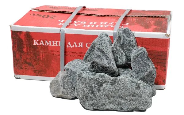 Камни габбро-диабаз для электрокаменок,  обвалованный, мытый 20кг/1коробка