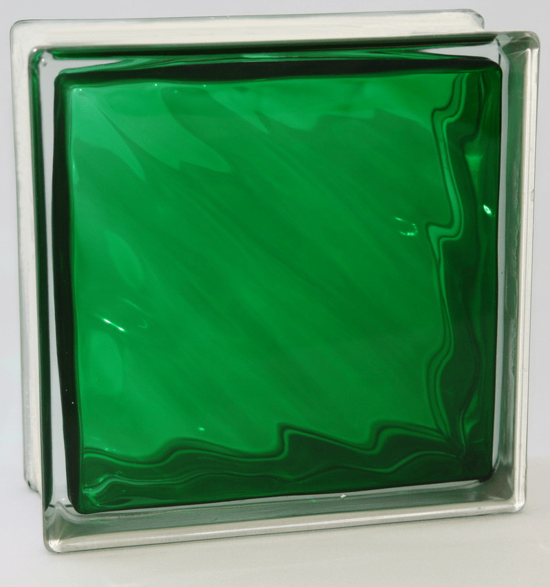 Стеклоблок матов.  зелёный с волной 0,19*0,19*0,08