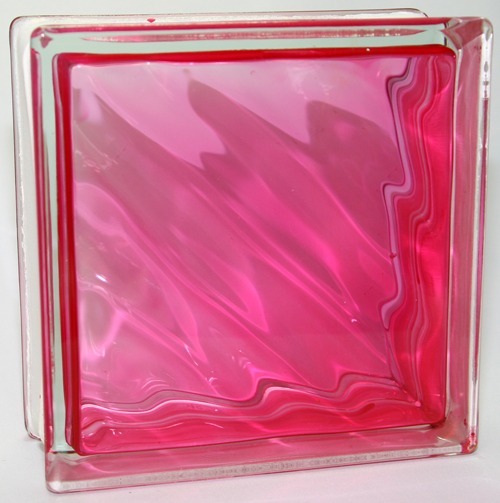 Стеклоблок прозр.  розовый с волной 0,19*0,19*0,08