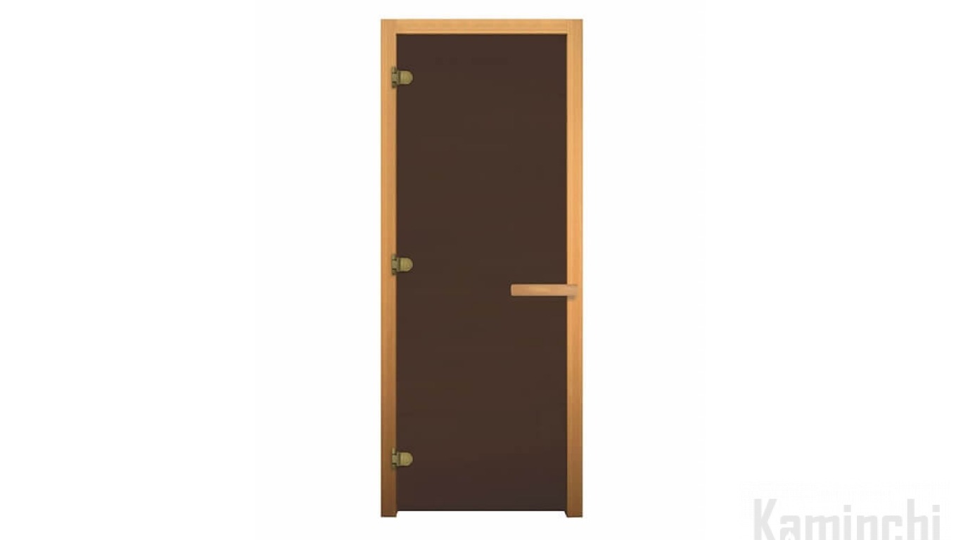 АКМА Дверь Бронза матовая, осина срощн., 790*1890мм, петли хром, ручка дерево-магнит, правая, 245М